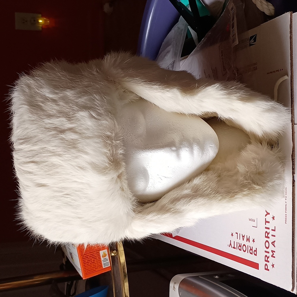 Rabbit Fur hat with ear muff s $49+free scarf